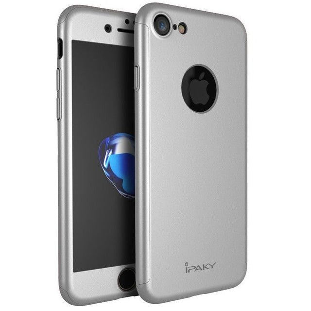 Husa Apple iPhone 7 IPAKY Full Cover 360 Argintiu + Folie Cadou - vivimall.ro
