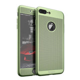 Husa de Protectie, Flippy, pentru Apple iPhone 7 Plus, Full Cover 360 Air cu Gauri si Folie de Protectie, Plastic, Verde - vivimall.ro