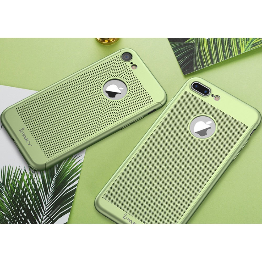 Husa de Protectie, Flippy, pentru Apple iPhone 7 Plus, Full Cover 360 Air cu Gauri si Folie de Protectie, Plastic, Verde - vivimall.ro