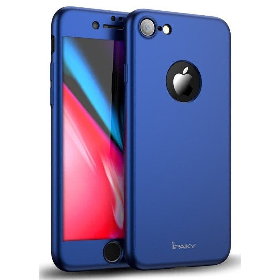 Husa Apple iPhone 7 Plus IPAKY Full Cover 360 Albastru + Folie Cadou - vivimall.ro
