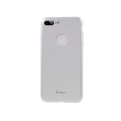 Husa Apple iPhone 7 Plus IPAKY Full Cover 360 Argintiu + Folie Cadou - vivimall.ro