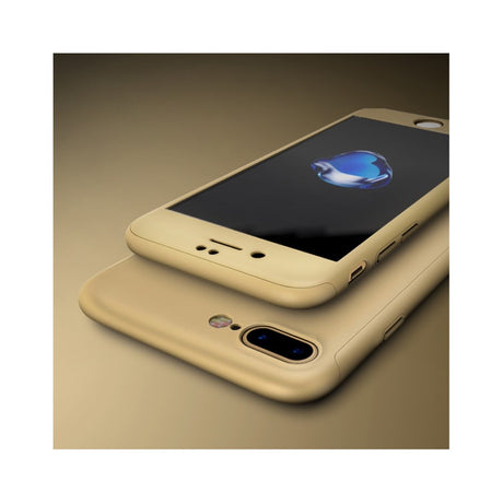 Husa Apple iPhone 7 Plus IPAKY Full Cover 360 Auriu + Folie Cadou - vivimall.ro