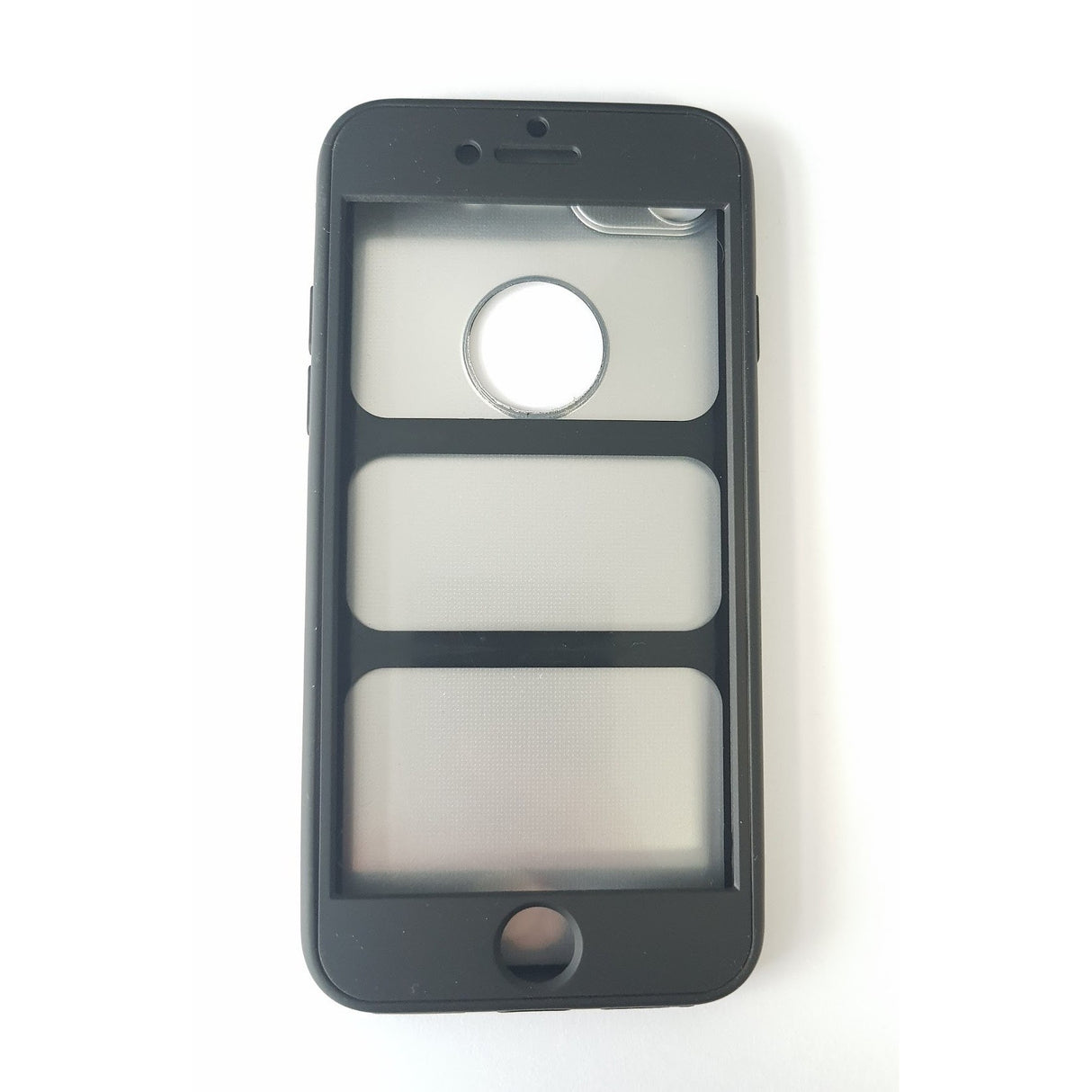 Husa Apple iPhone 8 Full Silicone 360 Negru + Folie de protectie - vivimall.ro