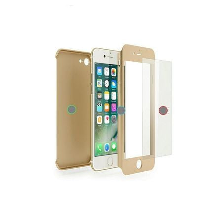 Husa Apple iPhone 8 IPAKY Full Cover 360 Auriu + Folie Cadou - vivimall.ro