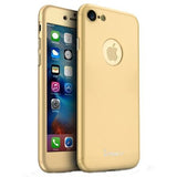 Husa Apple iPhone 8 IPAKY Full Cover 360 Auriu + Folie Cadou - vivimall.ro