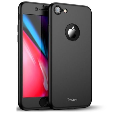 Husa Apple iPhone 8 IPAKY Full Cover 360 Negru + Folie Cadou - vivimall.ro