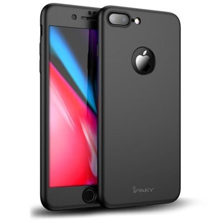 Husa Apple iPhone 8 Plus IPAKY Full Cover 360 Negru + Folie Cadou - vivimall.ro
