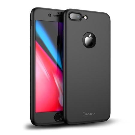 Husa Apple iPhone 8 Plus IPAKY Full Cover 360 Negru + Folie Cadou - vivimall.ro