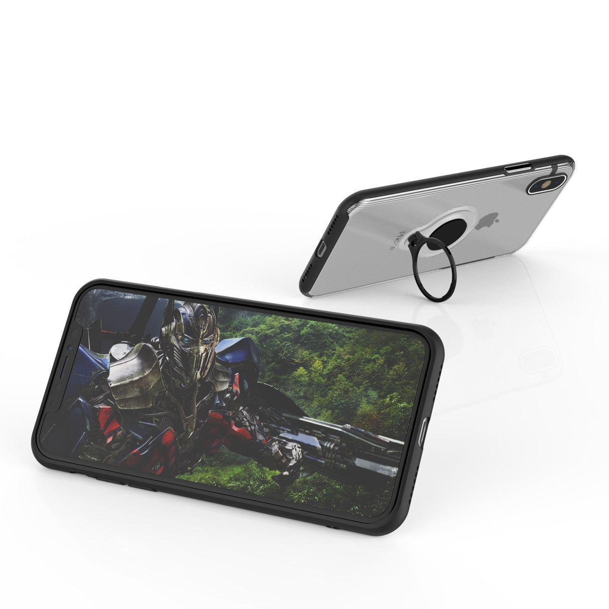 Husa Apple iPhone X Armor Ring cu inel magnetic Transparent - vivimall.ro