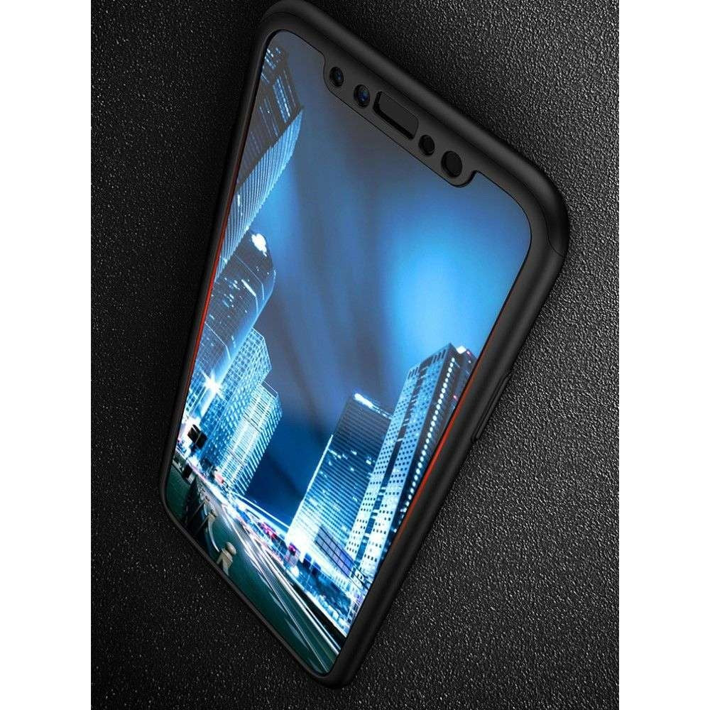 Set Husa si Folie de Protectie, Flippy, Compatibila cu Apple iPhone X, Full Cover 360°, Plastic + Sticla, Negru - vivimall.ro
