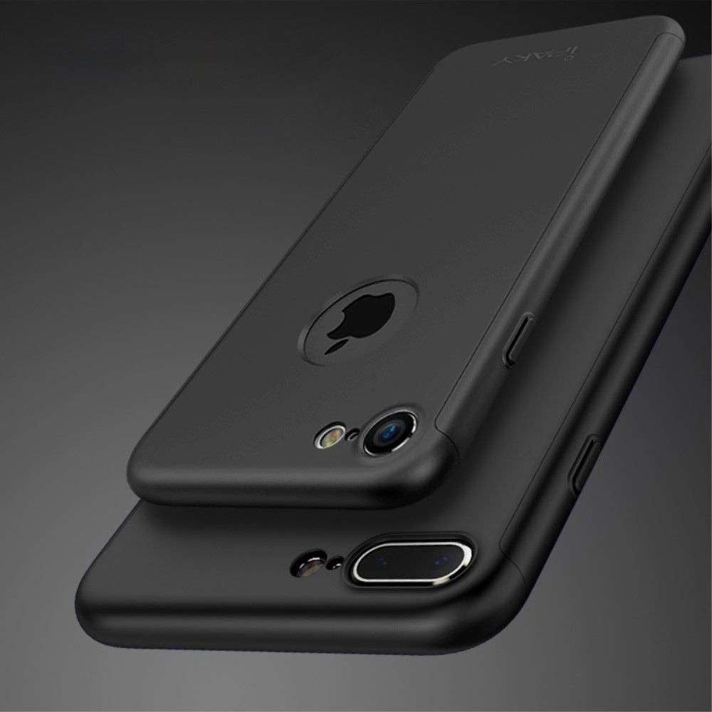 Set Husa si Folie de Protectie, Flippy, Compatibila cu Apple iPhone X, Full Cover 360°, Plastic + Sticla, Negru - vivimall.ro