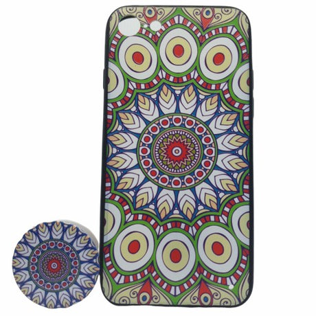 Husa Apple iPhone X/XS Multicolor Model Paun + Popsocket inclus - vivimall.ro