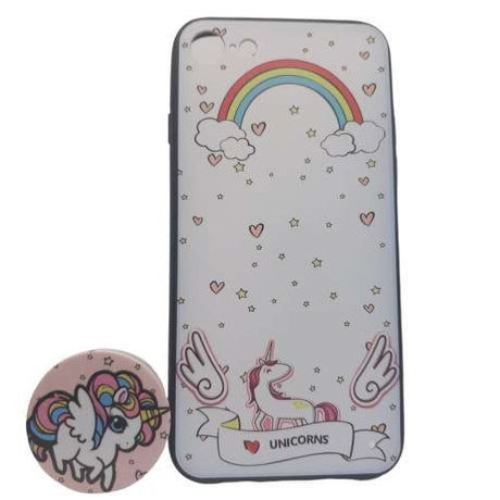 Husa Apple iPhone X/XS Multicolor Model Unicorn + Popsocket inclus - vivimall.ro
