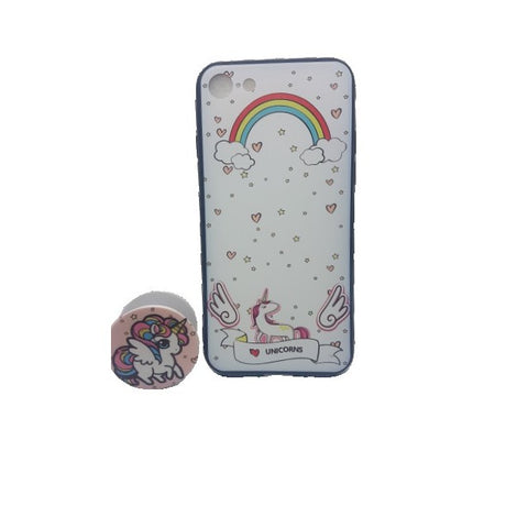 Husa Apple iPhone XR Multicolor Model Unicorn + Popsocket inclus - vivimall.ro