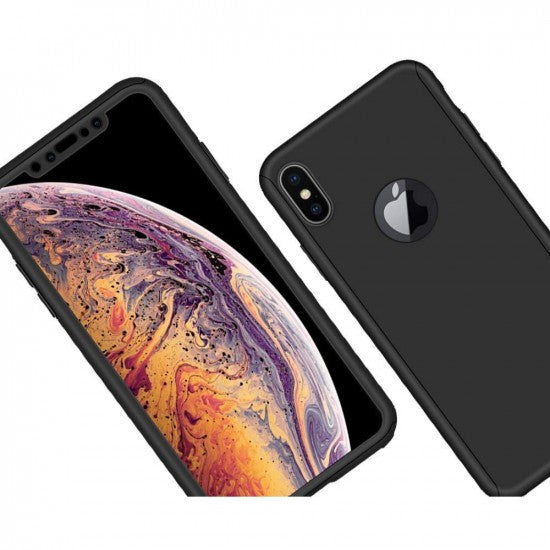 Husa Apple iPhone XS Max Full Cover 360 Negru + Folie de protectie - vivimall.ro