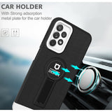 Husa Armor Design cu Stand pentru iPhone 12, Negru/Alb, Suport Auto Magnetic, Wireless Charge, Protectie Antisoc, Flippy - vivimall.ro