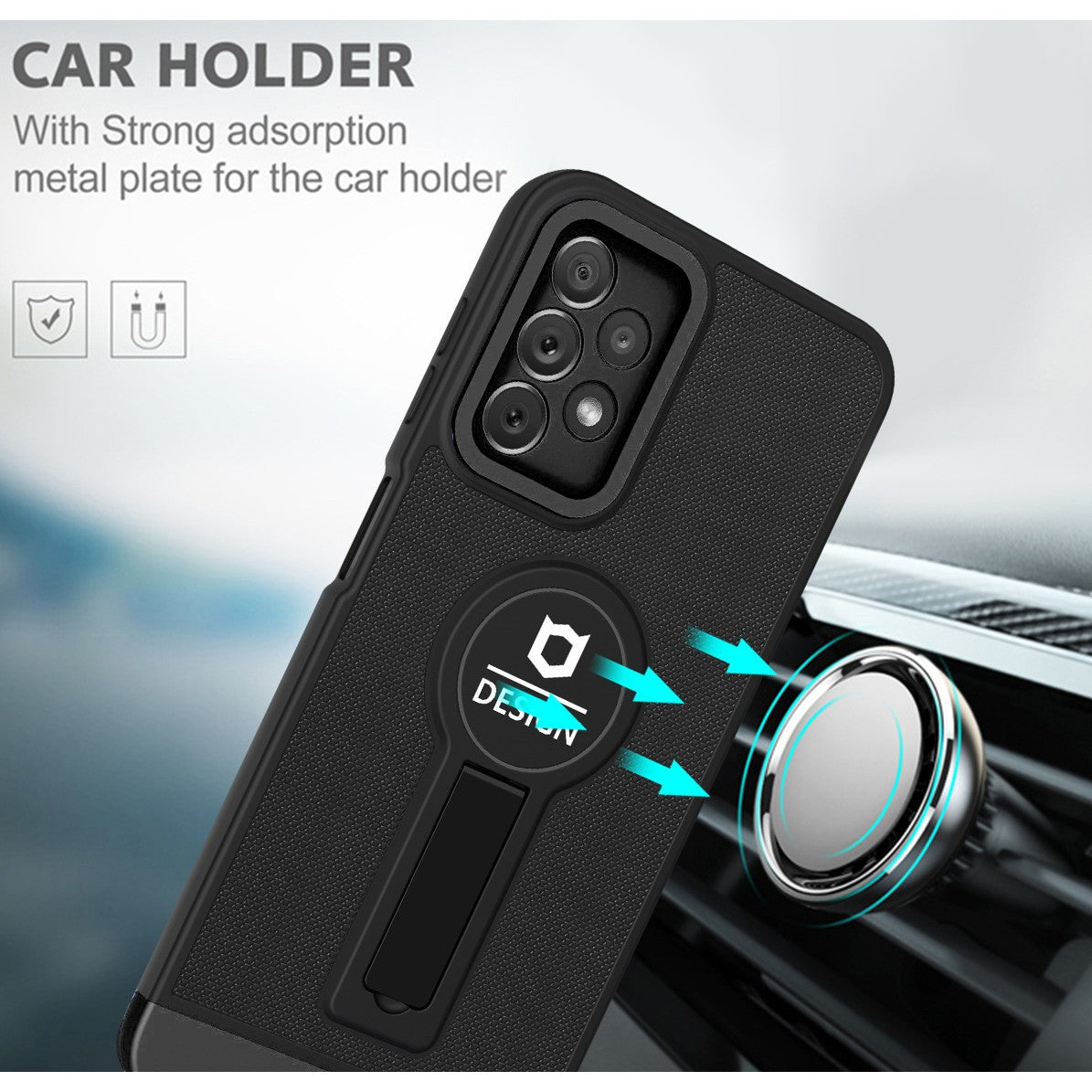 Husa Armor Design cu Stand pentru iPhone 12 Pro, Negru, Suport Auto Magnetic, Wireless Charge, Protectie Antisoc, Flippy - vivimall.ro