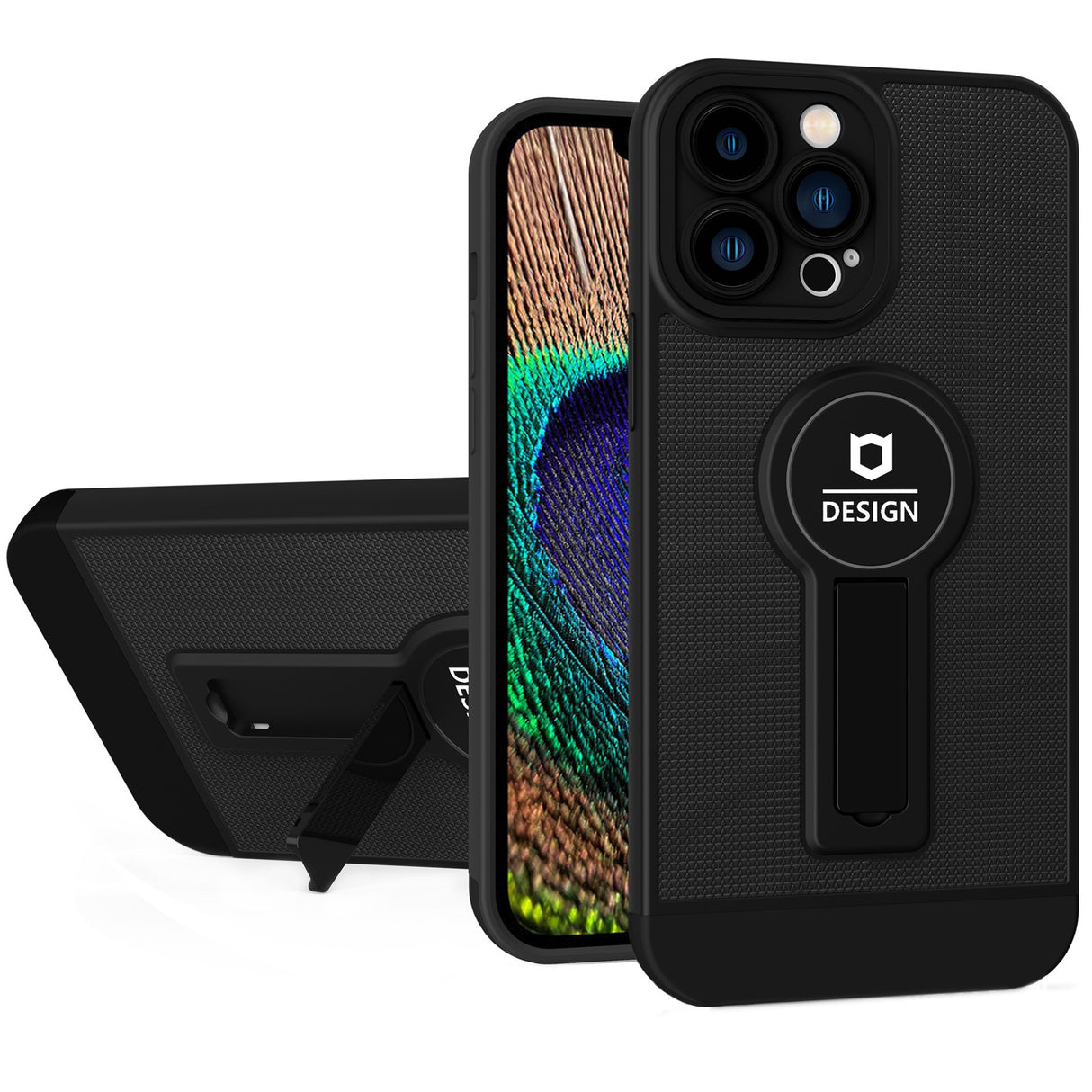 Husa Armor Design cu Stand pentru iPhone 13 Pro, Negru, Suport Auto Magnetic, Wireless Charge, Protectie Antisoc, Flippy - vivimall.ro