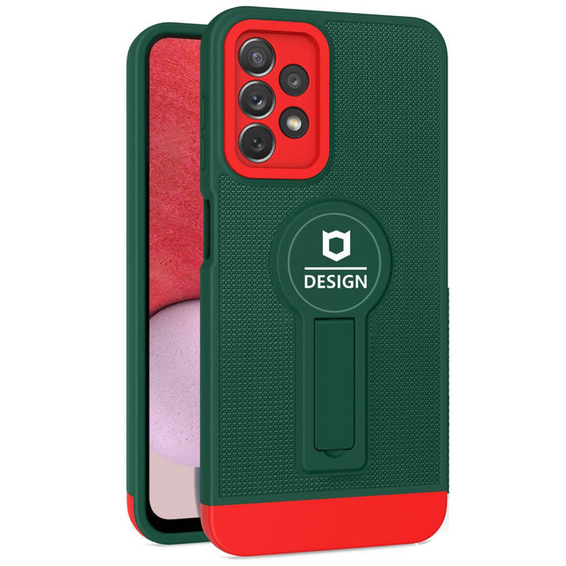 Husa Armor Design cu Stand pentru Samsung Galaxy A02s/ A03s, Verde/Rosu, Suport Auto Magnetic, Wireless Charge, Protectie Antisoc, Flippy - vivimall.ro