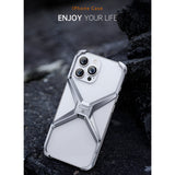 Husa Armor X Compatibila cu iPhone 15, Vivimall, Aliaj de Aluminiu, Antisoc, Antizgarieturi, Impermeabila, Margini cu 2 Straturi, Aderent, Montare Usoara, Surubelnita Inclusa, Gri Metalizat - vivimall.ro