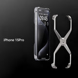 Husa Armor X Compatibila cu iPhone 15 Pro, Vivimall, Aliaj de Aluminiu, Antisoc, Antizgarieturi, Impermeabila, Margini cu 2 Straturi, Aderent, Montare Usoara, Surubelnita Inclusa, Gri Metalizat - vivimall.ro