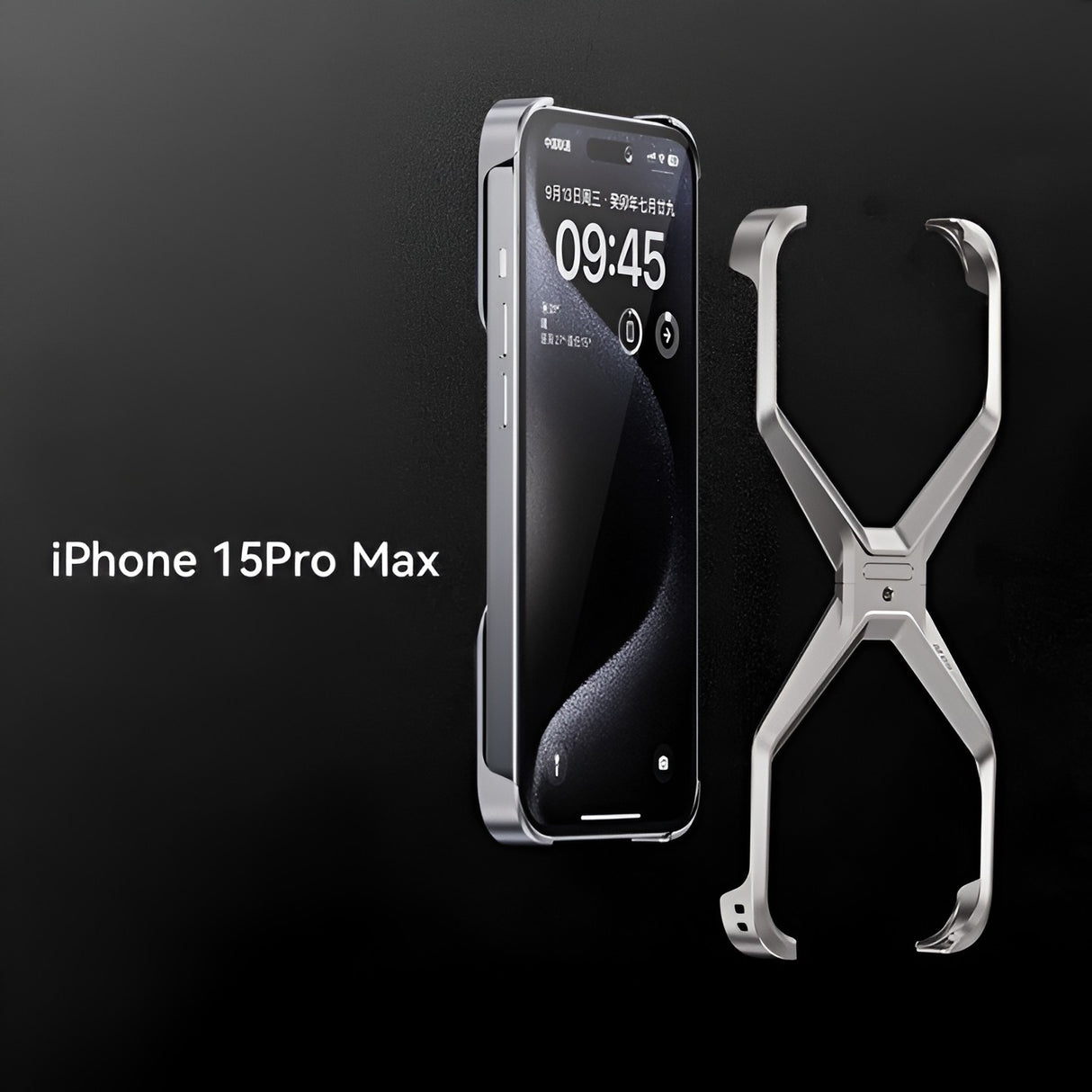 Husa Armor X Compatibila cu iPhone 15 Pro Max, Vivimall, Aliaj de Aluminiu, Antisoc, Antizgarieturi, Impermeabila, Margini cu 2 Straturi, Aderent, Montare Usoara, Surubelnita Inclusa, Gri Metalizat - vivimall.ro
