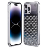 Husa Aromaterapia Compatibila cu iPhone 15 Pro, Vivimall, Antisoc, Antizgariere, Protectie Camera si Supraincalzire, din Aliaj de Aluminiu, Argintiu - vivimall.ro