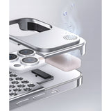 Husa Aromaterapia Compatibila cu iPhone 15 Pro, Vivimall, Antisoc, Antizgariere, Protectie Camera si Supraincalzire, din Aliaj de Aluminiu, Argintiu - vivimall.ro