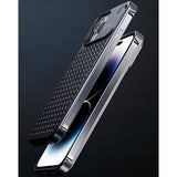 Husa Aromaterapia Compatibila cu iPhone 15 Pro, Vivimall, Antisoc, Antizgariere, Protectie Camera si Supraincalzire, din Aliaj de Aluminiu, Gri - vivimall.ro