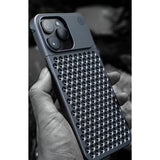 Husa Aromaterapia Compatibila cu iPhone 15 Pro, Vivimall, Antisoc, Antizgariere, Protectie Camera si Supraincalzire, din Aliaj de Aluminiu, Gri - vivimall.ro