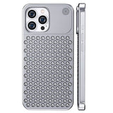 Husa Aromaterapia Compatibila cu iPhone 15 Pro, Vivimall, Antisoc, Antizgariere, Protectie Camera si Supraincalzire, din Aliaj de Aluminiu, Argintiu - vivimall.ro