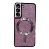 Husa de Protectie 2 in 1, Vivimall, Husa pentru Samsung Galaxy S23 Ultra, Glitter Chrome Magsafe, din TPU, Magnetica, cu Protectie Lentila, Mov - vivimall.ro