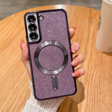 Husa de Protectie 2 in 1, Vivimall, Husa pentru Samsung Galaxy S24+, Glitter Chrome Magsafe, din TPU, Magnetica, cu Protectie Lentila, Mov - vivimall.ro