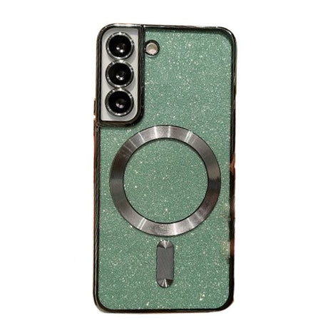 Husa de Protectie 2 in 1, Vivimall, Husa pentru Samsung Galaxy S24, Glitter Chrome Magsafe, din TPU, Magnetica, cu Protectie Lentila, Verde - vivimall.ro