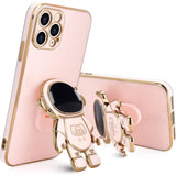Husa de Protectie TPU 2in1, Vivimall, pentru Apple iPhone 15 Pro Max, Astronaut cu Suport, Antisoc, Rezistenta la Impact, Protectie Camera, Roz - vivimall.ro