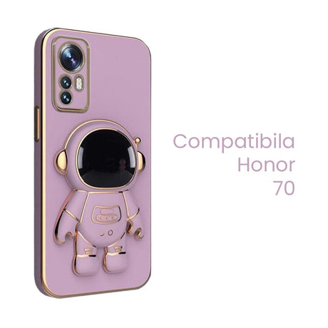 Husa de Protectie 2 in 1, Vivimall, Husa de Protectie pentru Honor 70, Model Astronaut, Husa cu Suport, din TPU, Mov - vivimall.ro