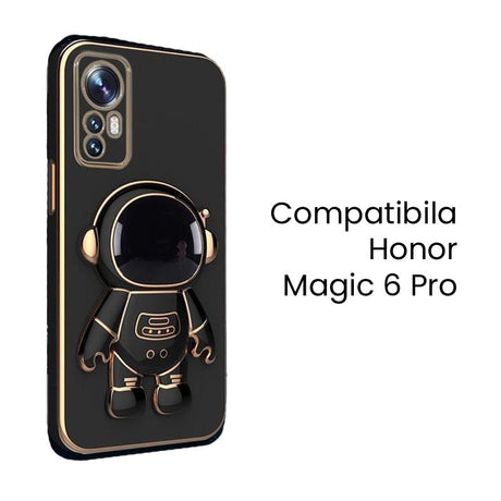 Husa de Protectie 2 in 1, Vivimall, Husa de Protectie pentru Honor Magic 6 Pro, Model Astronaut cu Suport, din TPU, Negru - vivimall.ro
