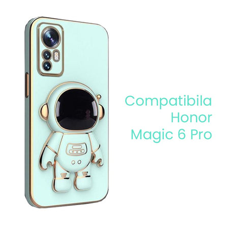 Husa de Protectie 2 in 1, Vivimall, Husa de Protectie pentru Honor Magic 6 Pro, Model Astronaut cu Suport, din TPU, Verde - vivimall.ro