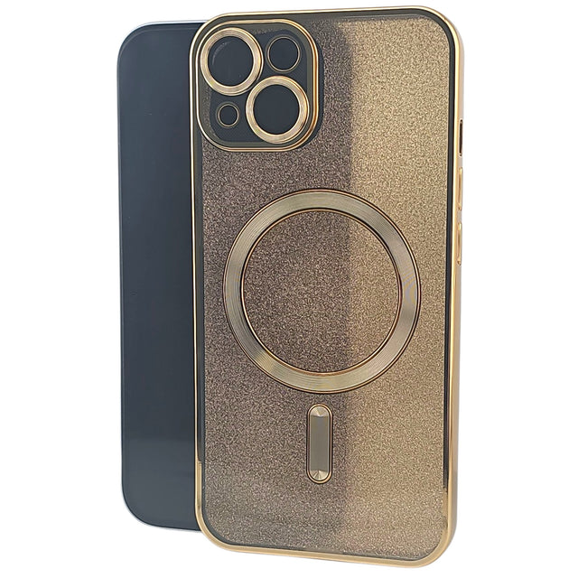 Husa de Protectie 2 in 1, Vivimall, pentru Apple iPhone 15, Compatibila MagSafe, Magnetica, cu Protectie Lentila, din TPU, Auriu - vivimall.ro
