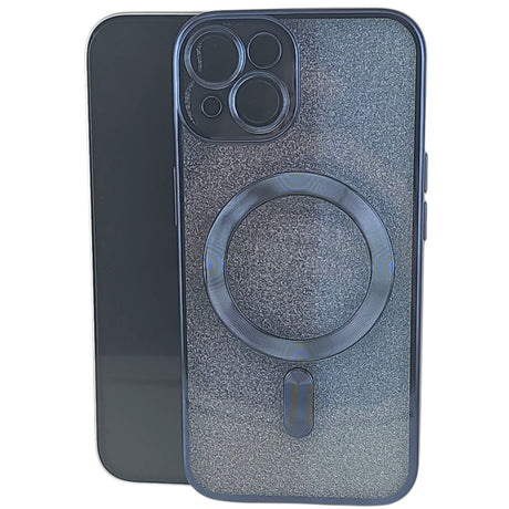 Husă iPhone 15 Plus 2 în 1 compatibilă MagSafe din TPU, culoare albastru marin, vedere frontală