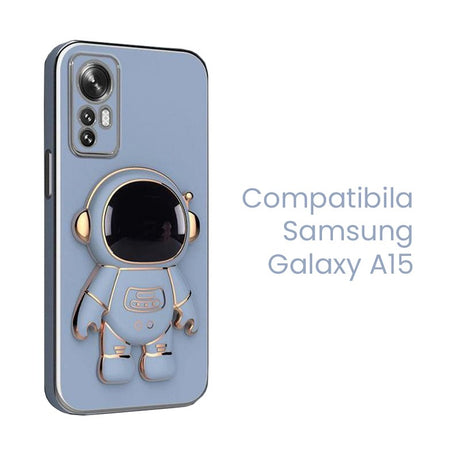 Husa de Protectie 2 in 1, Vivimall, Husa de Protectie pentru Samsung Galaxy A15/A15 5G, Model Astronaut cu Suport, din TPU, Albastru - vivimall.ro