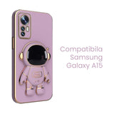 Husa de Protectie 2 in 1, Vivimall, Husa de Protectie pentru Samsung Galaxy A15/A15 5G, Model Astronaut cu Suport, din TPU, Mov - vivimall.ro