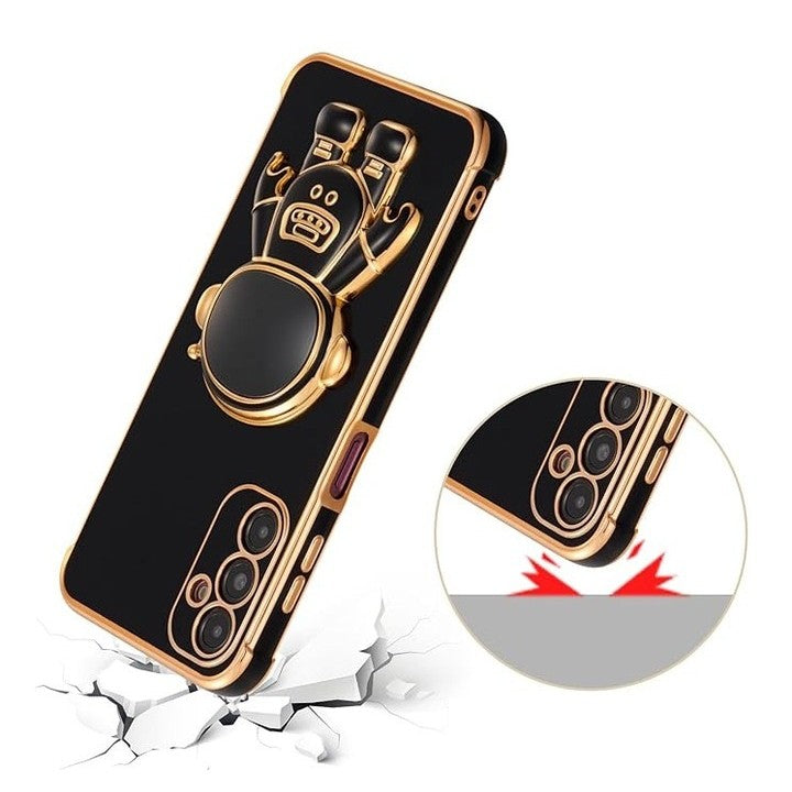 Husa Telefon 2in1, Vivimall, Compatibila Samsung Galaxy S23, Carcasa TPU cu Suport Inclus Tip Astronaut, Protectie Camere, Negru - vivimall.ro