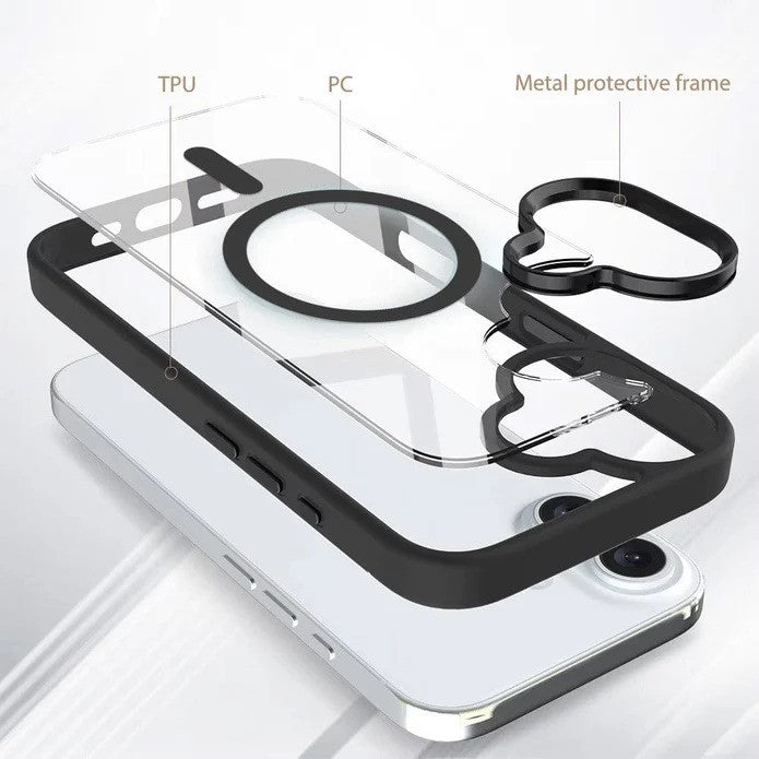 Husa de Protectie Compatibil cu iPhone 16 Plus, Vivimall, Incarcare Wireless, Tehnologie Magsafe, Carcasa din TPU/ PC, Protectie Camera, Antisoc, Antizgariere, Gri - Transparent - vivimall.ro