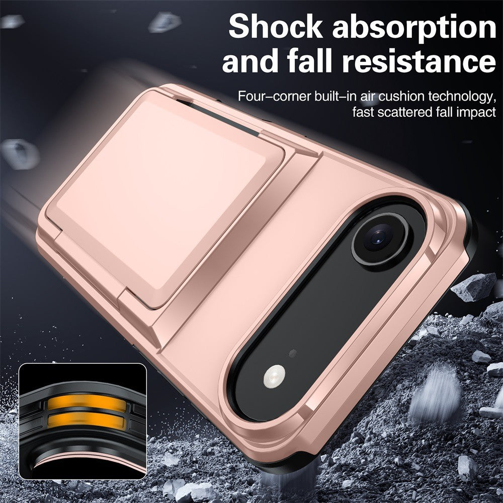 Husa de Protectie compatibila Apple iPhone 17 Air, Vivimall, Compartiment pentru Carduri, Anti-alunecare, Protectie PC, Rezistenta la Zgirieturi, Rose Gold - vivimall.ro