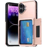 Husa de Protectie compatibila Apple iPhone 17, Vivimall, Compartiment pentru Carduri, Anti-alunecare, Protectie PC, Rezistenta la Zgirieturi, Rose Gold - vivimall.ro