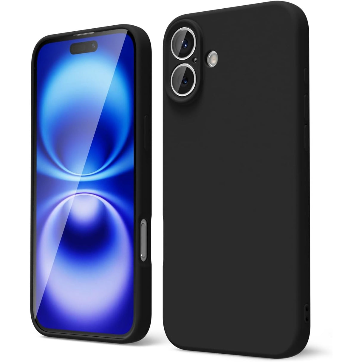 Husă Matte TPU neagră pentru Apple iPhone 16 Plus, vedere frontală, suprafață mată anti-amprentă