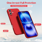 Husă Matte TPU roșie iPhone 16 Plus montată pe telefon, vedere spate, suprafață anti-amprentă