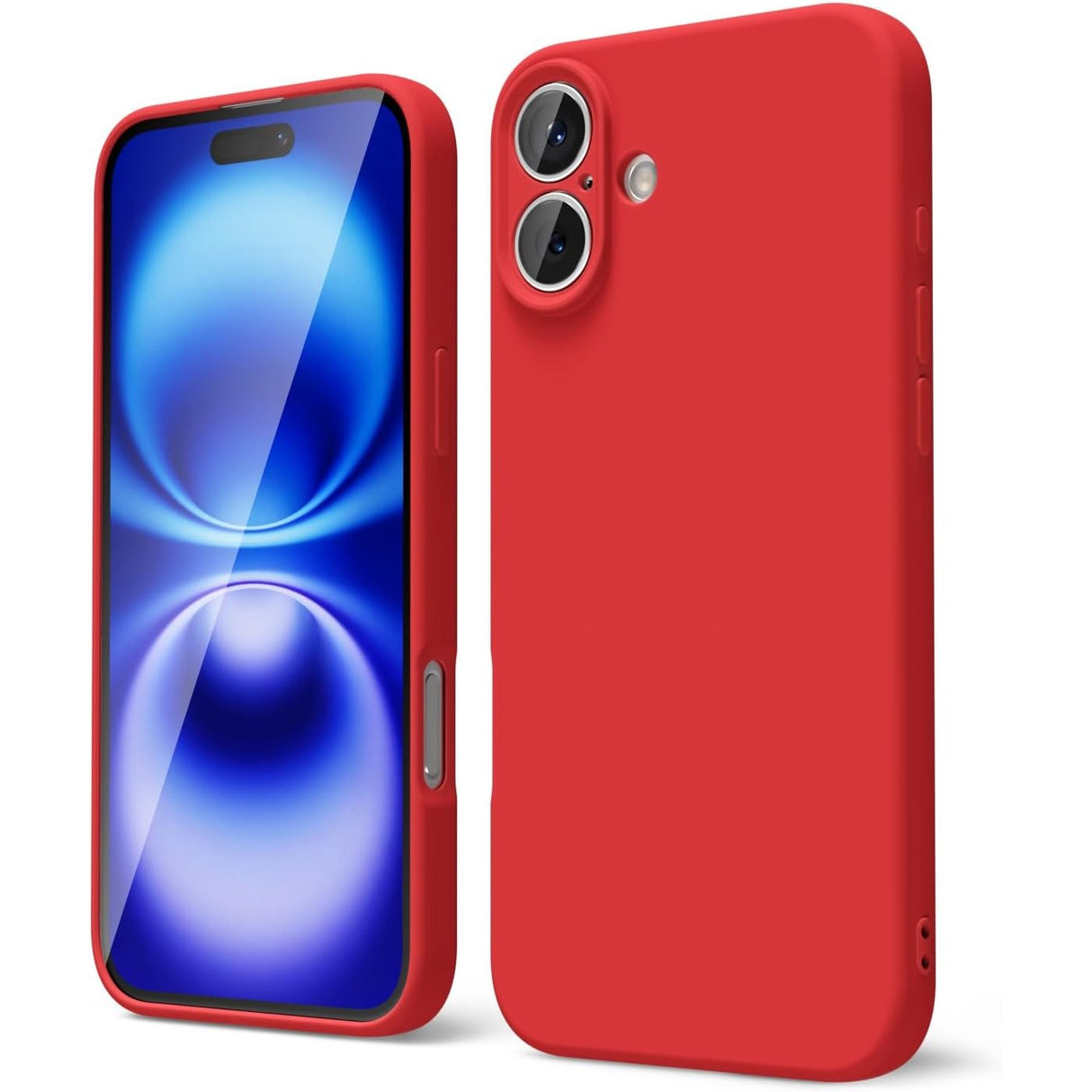 Husă Matte TPU roșie pentru Apple iPhone 16 Plus, vedere frontală, protecție completă antisoc
