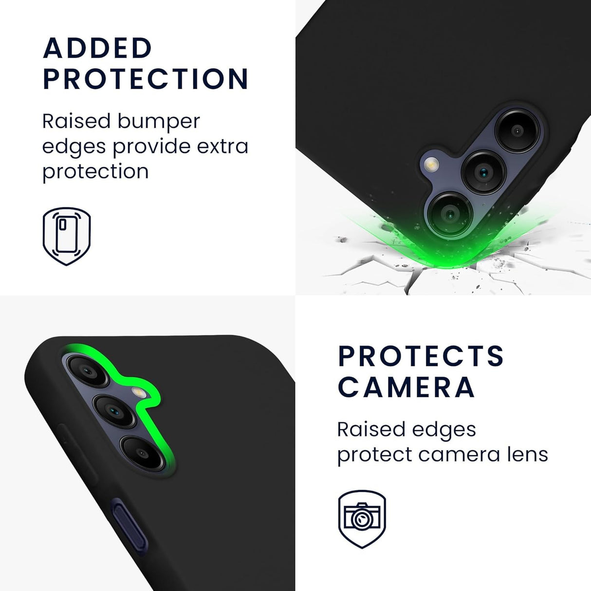 Husa de Protectie Matte TPU, Vivimall, pentru Samsung Galaxy A15, Protectie Camera, Antisoc, Antizgariere, Antialunecare, Acoperire Completa, Negru - vivimall.ro
